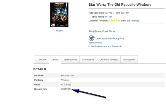 SWTOR release date